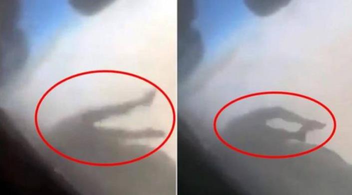 人腿在高空飘盪的惊悚画面