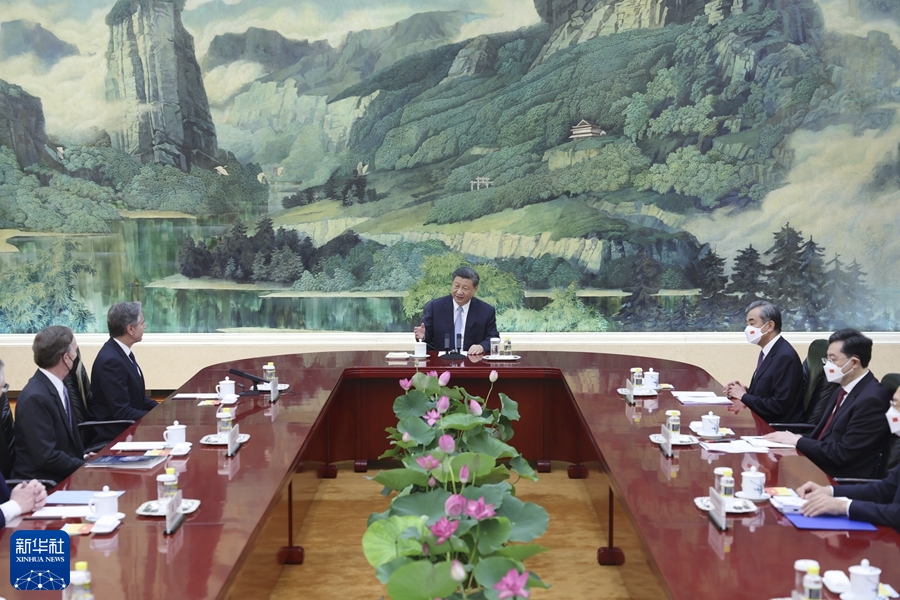 国家主席习近平在北京会见美国国务卿布林肯